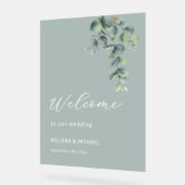 Eenvoudige Eucalyptus Blad Bruiloft Welkom Acryl Bord (Hoek)