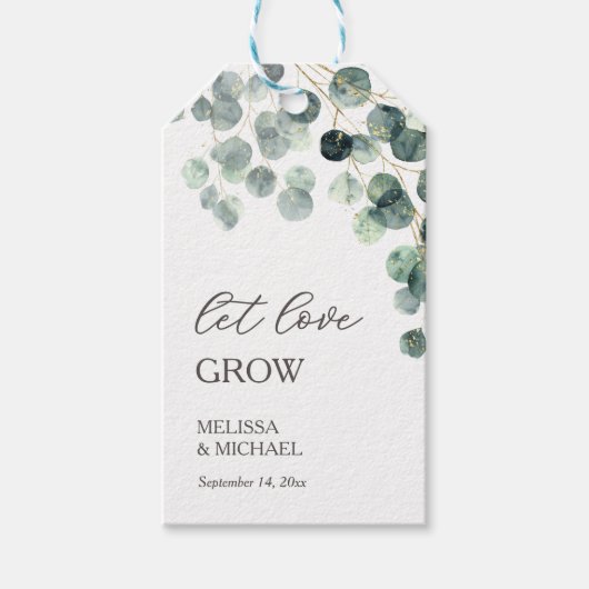 Eenvoudige Eucalyptus Blad Huwelijk Cadeaulabel (Voorkant)