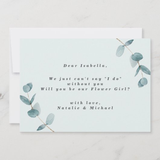 Eenvoudige Eucalyptus Bladeren Bloemenmeisje Uitno (Achterkant)