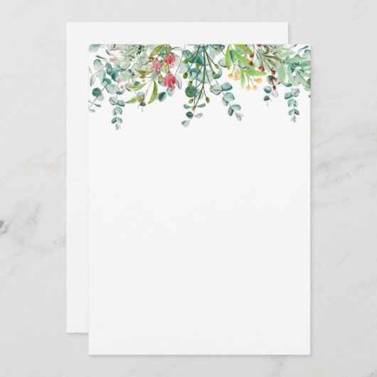 Eenvoudige eucalyptus blanco bruiloft kaart (Voorkant / Achterkant)