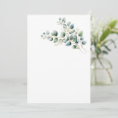 Eenvoudige eucalyptus blanco bruiloft kaart (Staand voorkant)