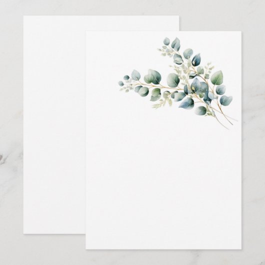 Eenvoudige eucalyptus blanco bruiloft kaart (Voorkant / Achterkant)