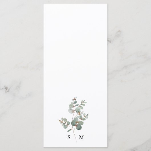 Eenvoudige eucalyptus bruiloft menu (Achterkant)