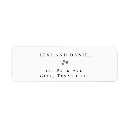 Eenvoudige Eucalyptus Chic Return Address Labels (Voorkant)