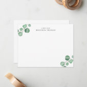 Eenvoudige Eucalyptus Classic Typografie Notitiekaartje (Voorkant / Achterkant in situ)