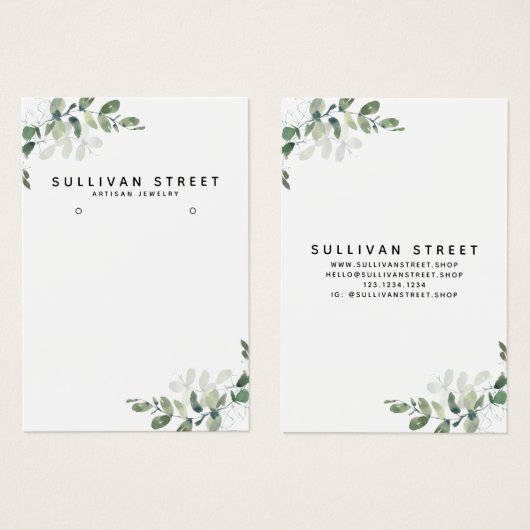 Eenvoudige Eucalyptus Earring Display Kaart (Voorkant /achterkant)