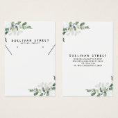 Eenvoudige Eucalyptus Earring Ketting Display Kaar Visitekaartje (Voorkant /achterkant)