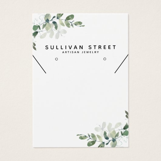 Eenvoudige Eucalyptus Earring Ketting Display Kaar Visitekaartje (Voorkant)
