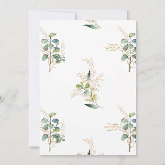 Eenvoudige Eucalyptus en Gold Graduation Party Uit Kaart (Achterkant)