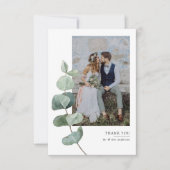 Eenvoudige Eucalyptus-fotobruiloft Bedankkaart (Voorkant)