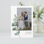 Eenvoudige Eucalyptus-fotobruiloft Bedankkaart (Staand voorkant)