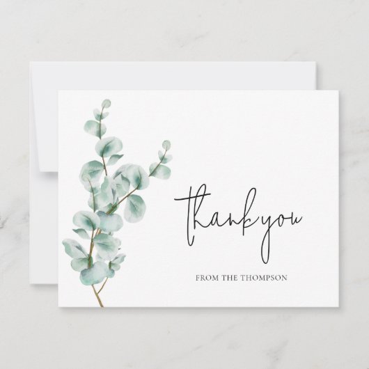 Eenvoudige Eucalyptus Greenery Bedankkaart (Voorkant)