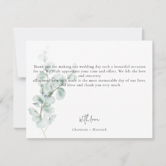 Eenvoudige Eucalyptus Greenery Bedankkaart (Achterkant)