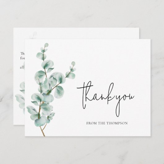 Eenvoudige Eucalyptus Greenery Bedankkaart (Voorkant / Achterkant)