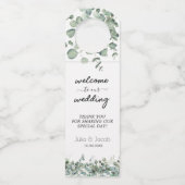 Eenvoudige Eucalyptus Greenery bruiloft Flessenhanger (Voorkant)