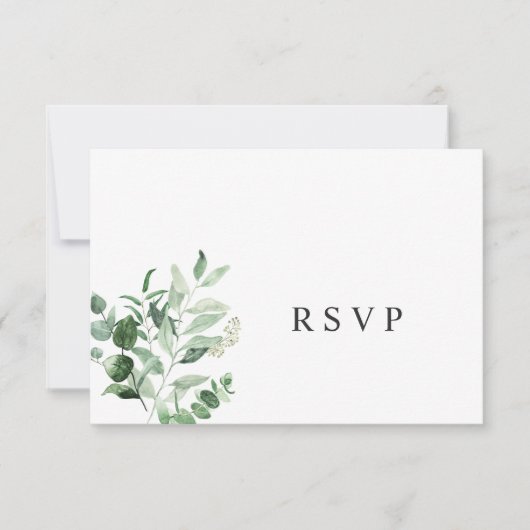 Eenvoudige Eucalyptus Greenery bruiloft RSVP Kaart (Voorkant)