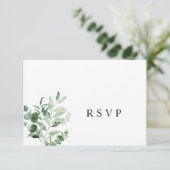 Eenvoudige Eucalyptus Greenery bruiloft RSVP Kaart (Staand voorkant)