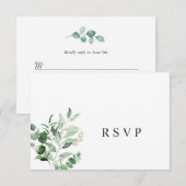 Eenvoudige Eucalyptus Greenery bruiloft RSVP Kaart (Voorkant / Achterkant)