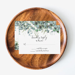 Eenvoudige Eucalyptus Greenery bruiloft RSVP Kaartje