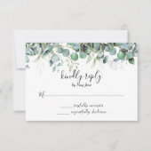 Eenvoudige Eucalyptus Greenery bruiloft RSVP Kaartje (Voorkant)
