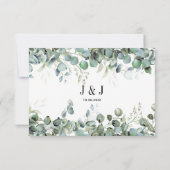 Eenvoudige Eucalyptus Greenery bruiloft RSVP Kaartje (Achterkant)