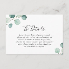 Eenvoudige Eucalyptus Greenery Elegant Wedding Informatiekaartje
