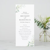 Eenvoudige Eucalyptus Greenery Elegant Wedding Programmakaart (Staand voorkant)