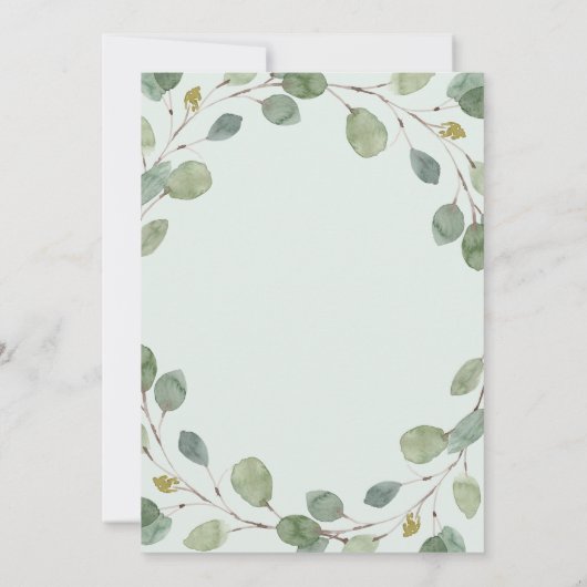 Eenvoudige Eucalyptus Greenery en Gold Cross Bapti Kaart (Achterkant)