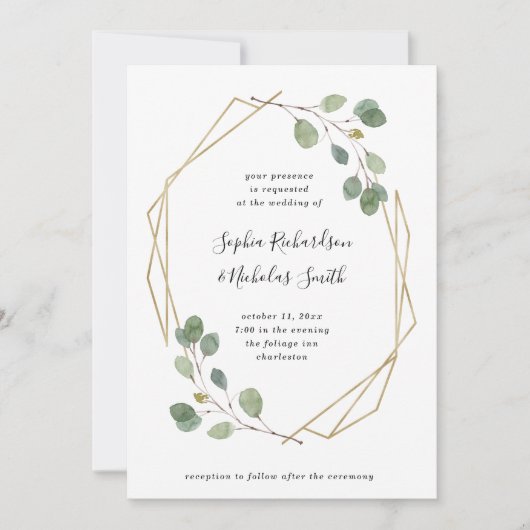 Eenvoudige Eucalyptus Greenery | Geometrische brui Kaart (Voorkant)