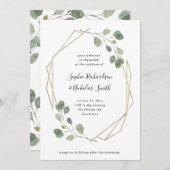 Eenvoudige Eucalyptus Greenery | Geometrische brui Kaart (Voorkant / Achterkant)