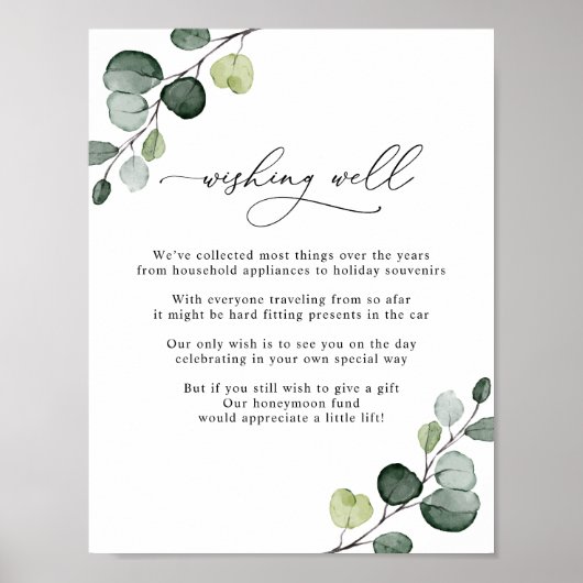 Eenvoudige Eucalyptus Greenery Gifts Wishing Well  Poster (Voorkant)