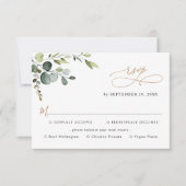 Eenvoudige Eucalyptus Greenery Gold Meal-opties RSVP Kaartje (Voorkant)