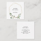 Eenvoudige Eucalyptus Greenery | Goudgeometrisch Vierkante Visitekaartje (Voorkant / Achterkant)