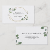 Eenvoudige Eucalyptus Greenery | Goudgeometrisch Visitekaartje (Voorkant / Achterkant)