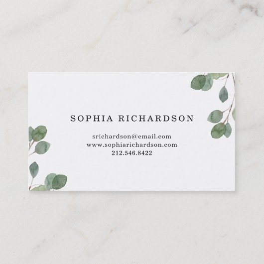 Eenvoudige Eucalyptus Greenery | Goudgeometrisch Visitekaartje (Achterkant)