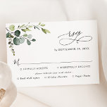 Eenvoudige Eucalyptus Greenery Meal Options RSVP C<br><div class="desc">Deze aanpasbare RSVP-kaart voor maaltijdopties is ontworpen om te coördineren met ons Boho Greenery bruiloft collectie. Deze kaart biedt een eucalyptusvertakking voor waterverf met grafische kalligrafische tekst,  gekoppeld aan een klastige serif en een moderne sans lettertype in zwart. Overeenkomende objecten beschikbaar.</div>