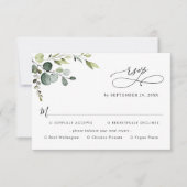 Eenvoudige Eucalyptus Greenery Meal Options RSVP C Kaartje (Voorkant)