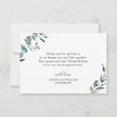 Eenvoudige Eucalyptus Greenery PHOTO Weduwschap Bedankkaart (Achterkant)