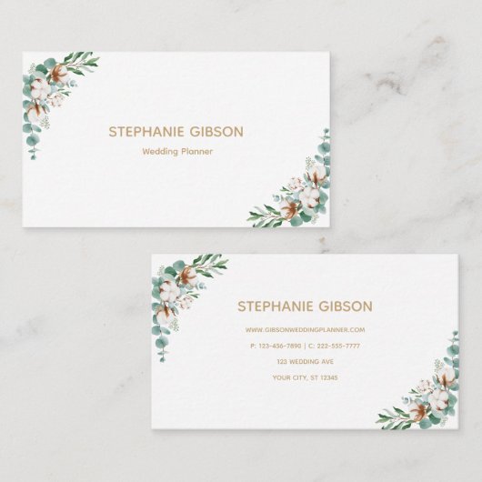 Eenvoudige Eucalyptus Greenery Visitekaartje (Voorkant / Achterkant)