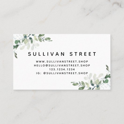 Eenvoudige Eucalyptus Greenery Visitekaartje (Achterkant)