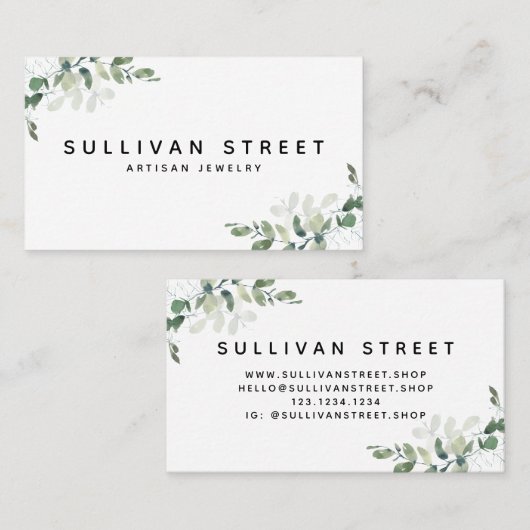 Eenvoudige Eucalyptus Greenery Visitekaartje (Voorkant / Achterkant)