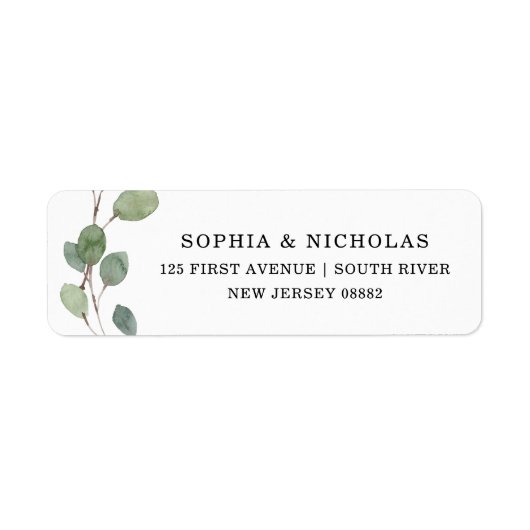 Eenvoudige Eucalyptus Greenery | Weddenschap Etiket (Voorkant)