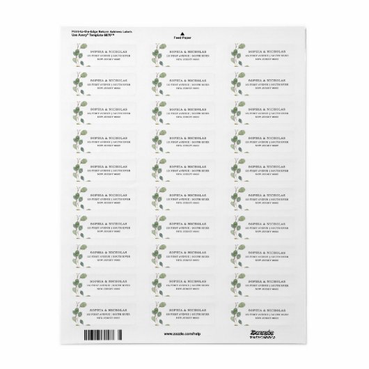 Eenvoudige Eucalyptus Greenery | Weddenschap Etiket (Full Sheet)