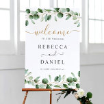 Eenvoudige Eucalyptus Greenery Weddenschap Welkoms Poster<br><div class="desc">Deze aanpasbare welkomstgebarentaal sjabloon is ontworpen om te coördineren met ons Moody Greenery bruiloft collectie en biedt waterverf-eucalyptustakken en is voorzien van een grillige kalligrafie en een stijlvol serif lettertype in goud en grijs. Als u geavanceerde wijzigingen wilt aanbrengen, selecteert u "Klik om verder aan te passen" onder Deze sjabloon...</div>