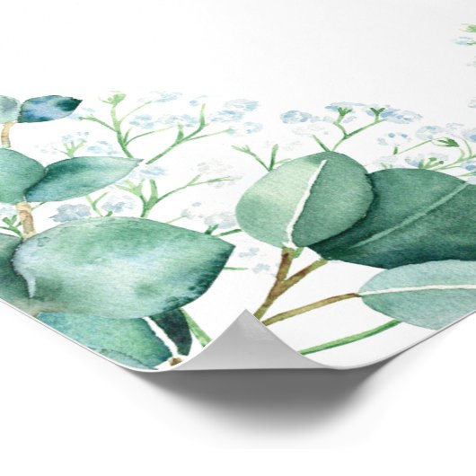 Eenvoudige Eucalyptus Greenery Weddenschap Welkoms Poster (Hoek)