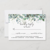 Eenvoudige Eucalyptus Greenery Wedding Maaltijdkeu RSVP Kaartje (Voorkant)