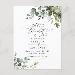 Eenvoudige Eucalyptus Greenery Wedding Save the Da Briefkaart