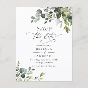 Eenvoudige Eucalyptus Greenery Wedding Save the Da Briefkaart