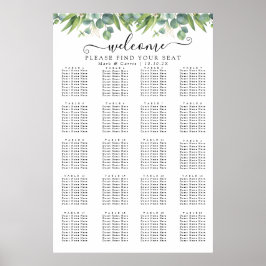 Eenvoudige Eucalyptus Greenery Wedding Seding Char Poster
