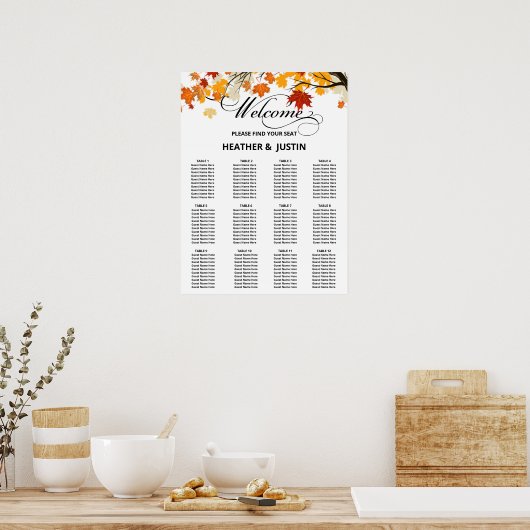 Eenvoudige Eucalyptus Greenery Wedding Seding Char Poster (Keuken)